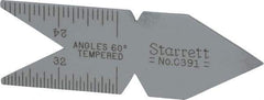 Starrett - 60° Angle, Satin Chrome Coated Steel Center Gage - 1/32 to 1/14 Inch Graduation - Eagle Tool & Supply