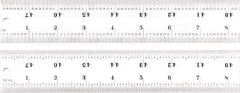 Starrett - 48" Long, 1/100, 1/64, 1/50, 1/32" Graduation, Rigid Spring Steel Rule - 16R Graduation Style, 1-1/2" Wide, Silver, Satin Chrome Finish - Eagle Tool & Supply