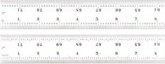 Starrett - 72" Long, 1/100, 1/64, 1/50, 1/32" Graduation, Rigid Spring Steel Rule - 16R Graduation Style, 1-1/2" Wide, Silver, Satin Chrome Finish - Eagle Tool & Supply