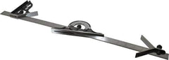Starrett - 4 Piece, 24" Combination Square Set - 1/100, 1/32, 1/50 & 1/64" (16R) Graduation, Steel Blade, Forged Steel Center, Protractor & Square Head - Eagle Tool & Supply