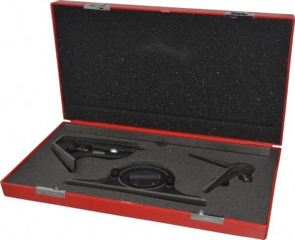 Starrett - 4 Piece, 12" Combination Square Set - 1/16, 1/32, 1/64 & 1/8" (4R) Graduation, Steel Blade, Cast Iron Center, Protractor & Square Head - Eagle Tool & Supply