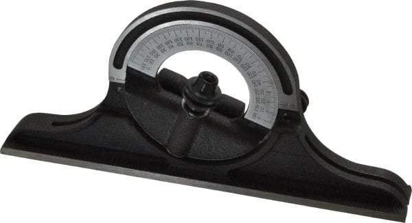Starrett - 12 to 24 Inch Long Blade, Reversible Combination Square Protractor Head - Black Wrinkle, Chrome on Turret Coated, Cast Iron - Eagle Tool & Supply