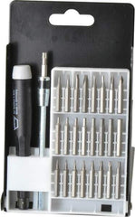 Wiha - 27 Piece, Screwdriver Micro Bit Set - #000, #00, #0 & #1 Phillips, 0.05 to 5/32" Hex, T3 to T15 Torx, 0.06, 0.08, 0.12 & 0.16 Slotted - Eagle Tool & Supply