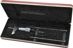 Starrett - 0 to 3" Range, 3 Rod, Mechanical Depth Micrometer - Plain Thimble, 2-1/2" Base Length, 0.01mm Graduation, 1/8" Rod Diam - Eagle Tool & Supply