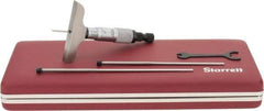 Starrett - 0 to 3" Range, 3 Rod, Mechanical Depth Micrometer - Ratchet Stop Thimble, 2-1/2" Base Length, 0.01mm Graduation, 1/8" Rod Diam - Eagle Tool & Supply