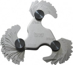 Starrett - 51 Leaf, 4 to 84 TPI Range, Steel Screw Pitch Gage - 60° Thread Angle - Eagle Tool & Supply