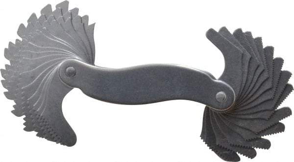 Starrett - 30 Leaf, 6 to 60 TPI Range, Steel Screw Pitch Gage - 60° Thread Angle - Eagle Tool & Supply