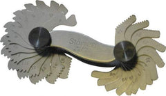 Starrett - 28 Leaf, 4 to 80 TPI Range, Steel Screw Pitch Gage - 60° Thread Angle - Eagle Tool & Supply