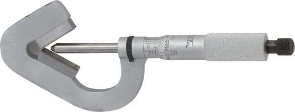 Starrett - 0.093 to 1 Inch Measurement, 0.0001 Inch Graduation, 3 Flutes Measured, Ratchet Stop Thimble, Mechanical V Anvil Micrometer - Satin Chrome Finish, Carbide - Eagle Tool & Supply