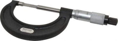 Starrett - 0" to 1" Mechanical Satin Chrome Coated Blade Micrometer - 0.001" Graduation, 1/32" Blade Thickness, Speeder Thimble - Eagle Tool & Supply