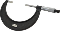 Starrett - 2" to 3" Mechanical Satin Chrome Coated Blade Micrometer - 0.001" Graduation, 1/32" Blade Thickness, Speeder Thimble - Eagle Tool & Supply