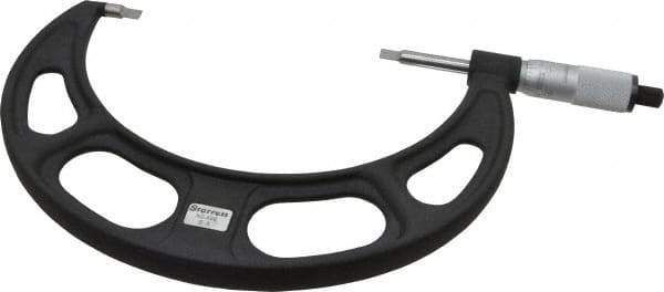 Starrett - 5" to 6" Mechanical Satin Chrome Coated Blade Micrometer - 0.001" Graduation, 0.76mm Blade Thickness, Speeder Thimble - Eagle Tool & Supply