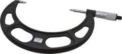 Starrett - 5" to 6" Mechanical Satin Chrome Coated Blade Micrometer - 0.001" Graduation, 0.76mm Blade Thickness, Speeder Thimble - Eagle Tool & Supply
