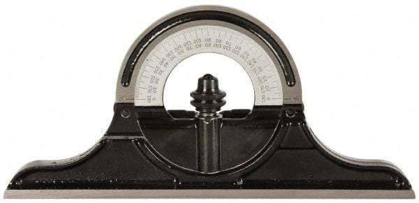 Starrett - 12 to 24 Inch Long Blade, Reversible Combination Square Protractor Head - Black Smooth, Chrome on Turret Coated, Cast Iron - Eagle Tool & Supply