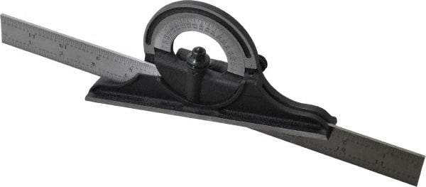 Starrett - 12 Inch Long Blade, 180° Max Measurement, Bevel Protractor - Eagle Tool & Supply