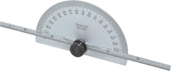 Starrett - 0 to 6 Inch Rule Measurement Range, 0 to 180° Angle Measurement Range, Half Round Head Protractor and Depth Gage - 1° Angle Graduation, 1/64; 1/32 Inch Rule Graduation - Eagle Tool & Supply