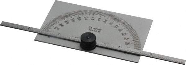 Starrett - 0 to 6 Inch Rule Measurement Range, 0 to 180° Angle Measurement Range, Rectangle Head Protractor and Depth Gage - Accurate up to 5 Min, 1° Angle Graduation, 1/64 Inch Rule Graduation - Eagle Tool & Supply