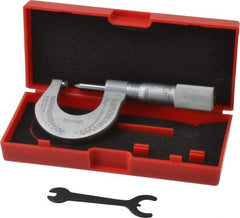 Starrett - 0 to 1" Range, Mechanical Screw Thread Micrometer - Plain Thimble, 0.001" Graduation, 0.004mm Accuracy - Eagle Tool & Supply