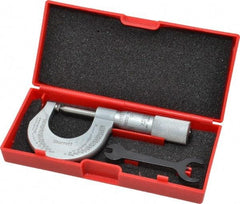 Starrett - 0 to 1" Range, Mechanical Screw Thread Micrometer - Plain Thimble, 0.001" Graduation, 0.004mm Accuracy - Eagle Tool & Supply