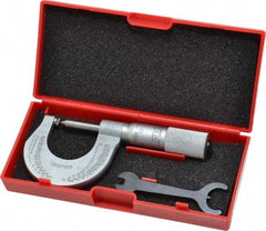Starrett - 0 to 1" Range, Mechanical Screw Thread Micrometer - Plain Thimble, 0.001" Graduation, 0.004mm Accuracy - Eagle Tool & Supply
