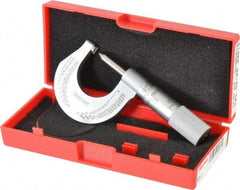 Starrett - 0 to 1" Range, Mechanical Screw Thread Micrometer - Plain Thimble, 0.001" Graduation, 0.004mm Accuracy - Eagle Tool & Supply