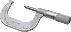 Starrett - 1 to 2" Range, Mechanical Screw Thread Micrometer - Plain Thimble, 0.001" Graduation, 0.004mm Accuracy - Eagle Tool & Supply
