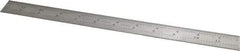 Starrett - 12" Long, 1/64, 1/32, 1/16, 1/8" Graduation, Rigid Spring Steel Rule - 4R Graduation Style, 1" Wide, Silver - Eagle Tool & Supply