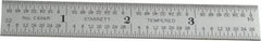 Starrett - 4" Long, 1/64, 1/32, 1/16, 1/8" Graduation, Rigid Spring Steel Rule - 4R Graduation Style, 5/8" Wide, Silver, Satin Chrome Finish - Eagle Tool & Supply
