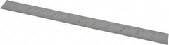 Starrett - 12" Long, 1/64, 1/32, 1/16, 1/8" Graduation, Rigid Spring Steel Rule - 4R Graduation Style, 1" Wide, Silver, Satin Chrome Finish - Eagle Tool & Supply