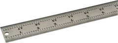 Starrett - 48" Long, 1/64, 1/32, 1/16, 1/8" Graduation, Rigid Spring Steel Rule - 4R Graduation Style, 1-1/4" Wide, Silver, Satin Chrome Finish - Eagle Tool & Supply