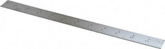 Starrett - 12" Long, 1/64, 1/32, 1/16, 1/8" Graduation, Rigid Spring Steel Rule - 4R Graduation Style, 1" Wide, Silver, Satin Chrome Finish - Eagle Tool & Supply