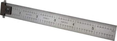 Starrett - 6" Long, 1/64, 1/32, 1/16, 1/8" Graduation, Rigid Spring Steel Rule - 4R Graduation Style, 3/4" Wide, Silver - Eagle Tool & Supply
