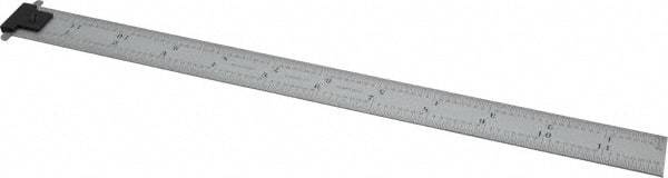 Starrett - 12" Long, 1/64, 1/32, 1/16, 1/8" Graduation, Rigid Spring Steel Rule - 4R Graduation Style, 1" Wide, Silver, Satin Chrome Finish - Eagle Tool & Supply
