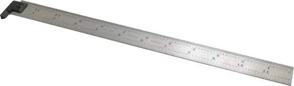 Starrett - 12" Long, 1/64, 1/32, 1/16, 1/8" Graduation, Rigid Spring Steel Rule - 4R Graduation Style, 1" Wide, Silver - Eagle Tool & Supply