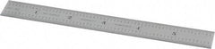 Starrett - 6" Long, 1/50, 1/10" Graduation, Rigid Spring Steel Rule - 6R Graduation Style, 3/4" Wide, Silver, Satin Chrome Finish - Eagle Tool & Supply