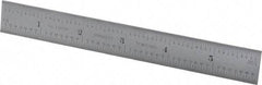 Starrett - 6" Long, 1/100, 1/64, 1/32, 1/16" Graduation, Rigid Spring Steel Rule - 7R Graduation Style, 3/4" Wide, Silver, Satin Chrome Finish - Eagle Tool & Supply