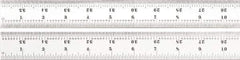 Starrett - 36" Long, 1/100, 1/64, 1/32, 1/16" Graduation, Rigid Spring Steel Rule - 7R Graduation Style, 1-1/4" Wide, Silver, Satin Chrome Finish - Eagle Tool & Supply