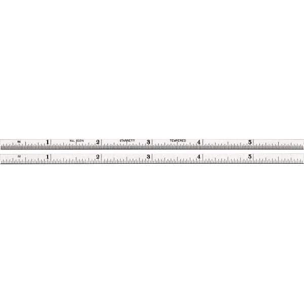 Starrett - 6" Long, 1/64, 1/32" Graduation, Rigid Spring Steel Rule - Eagle Tool & Supply
