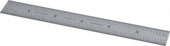 Starrett - 6" Long, 1/100, 1/64, 1/50, 1/32" Graduation, Rigid Spring Steel Rule - 16R Graduation Style, 3/4" Wide, Silver, Satin Chrome Finish - Eagle Tool & Supply