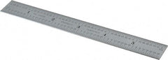 Starrett - 6" Long, 1/64, 1/32" Decimal Equivalency Table Graduation, Flexible Spring Steel Rule - 10R Graduation Style, 3/4" Wide, Silver, Satin Chrome Finish - Eagle Tool & Supply