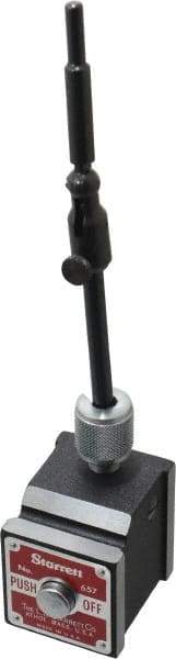 Starrett - 150 Lb Magnetic Force, Fine Adjustment Indicator Positioner & Holder with Base - Post & Rod, Rectangular Base, 1-15/16" Base Height, 1-5/8" Base Length, 1-7/8" Base Width - Eagle Tool & Supply