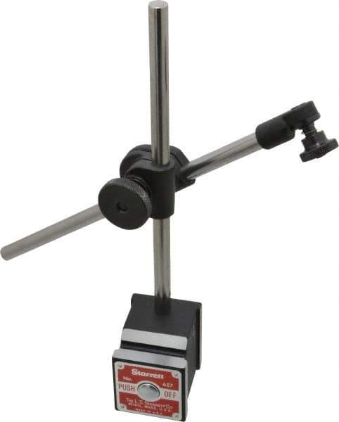 Starrett - 150 Lb Magnetic Force, Fine Adjustment Indicator Positioner & Holder with Base - Post & Rod, Rectangular Base, 1-15/16" Base Height, 1-5/8" Base Length, 1-7/8" Base Width - Eagle Tool & Supply