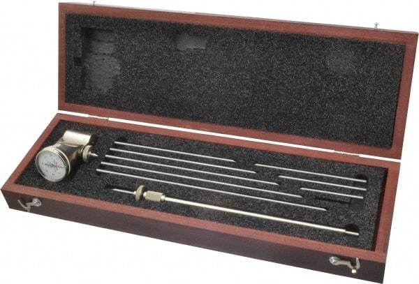 Starrett - 12 Piece, 2-3/8" to 18" Measuring Range, Crankshaft Distortion Dial Gage Kit - 0.001" Dial Graduation - Eagle Tool & Supply