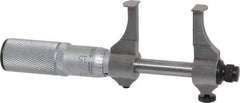 Starrett - 1/2 to 1-1/2 Inch Inside Measurement, Satin Chrome Finish, Mechanical Groove Micrometer - 0.001 Inch Graduation, 0.0002 Inch Accuracy, 5/64 Inch Groove Depth, Friction Thimble, Includes Lock Screw - Eagle Tool & Supply