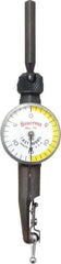Starrett - 3 Piece, 0" to 0.03" Measuring Range, 15/16" Dial Diam, 0-15-0 Dial Reading, White & Yellow Dial Test Indicator Kit - 5/32" Contact Point Length, 3mm Ball Diam, 0.001" Dial Graduation - Eagle Tool & Supply