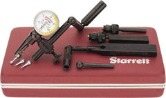 Starrett - 11 Piece, 0" to 0.03" Measuring Range, 15/16" Dial Diam, 0-15-0 Dial Reading, White & Yellow Dial Test Indicator Kit - 5/32" Contact Point Length, 0.9, 1.6 & 3mm Ball Diam, 0.0005" Dial Graduation - Eagle Tool & Supply