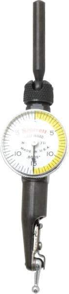 Starrett - 3 Piece, 0" to 0.03" Measuring Range, 15/16" Dial Diam, 0-15-0 Dial Reading, White & Yellow Dial Test Indicator Kit - 5/32" Contact Point Length, 3mm Ball Diam, 0.0005" Dial Graduation - Eagle Tool & Supply