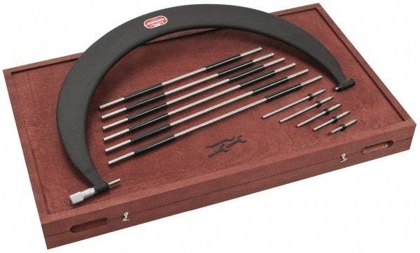Starrett - 5 Anvil, Mechanical, 18 to 24 Inch Range, Interchangeable Anvil Micrometer - Friction Thimble, 0.0003 Inch Accuracy, 0.001 Inch Graduation - Eagle Tool & Supply