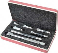 Starrett - 1-1/2 to 8 Inch Range, Satin Chrome Coated, Mechanical Inside Tubular Micrometer - 0.001 Inch Graduation, 0.0001 Inch Accuracy - Eagle Tool & Supply