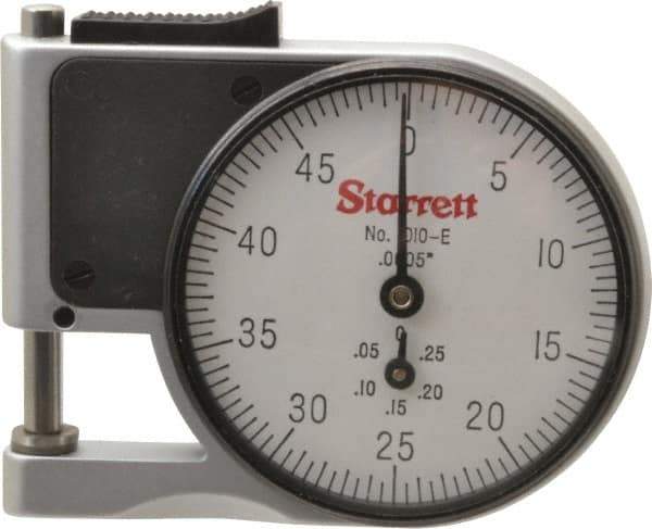 Starrett - 0 to 3/8 Inch Measurement, 0.0005 Inch Graduation, 1/2 Inch Throat Depth, Dial Thickness Gage - 1-5/8 Inch Dial Diameter - Eagle Tool & Supply